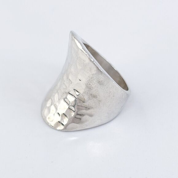 Vintage Mexico CH Sterling Silver 925 Hammered Wide Band Statement Ring Size 7 - Picture 5 of 9
